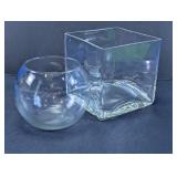 Contemporary Clear Glass Decorative Vase Set