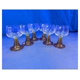 Vintage Amber Beehive Wine Glasses