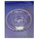 Vintage Flower Sunburst Glass Cake Plate
