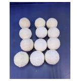 White Glitter Ball Ornament Lot