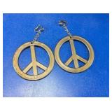 Rubie's Costume Co. Gold Plastic Peace Earrings