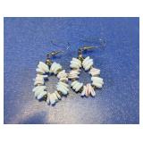 Vintage Puka Shell Loop Dangle Earrings Duo
