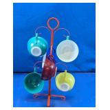 Ceramic Cups with Metal Display Rack