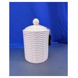 White Cliffs Basketweave Canister with Lid