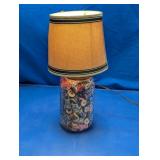 Mason Jar Table Lamp with Fabric Spools