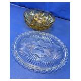 Pressed Glass Bowl and Serving Plate Set