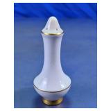 White Glass Salt Shaker with Gold Trim