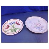 Vintage Floral Ceramic Plates Duo