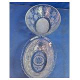 Etched Glass Serving Bowl Set