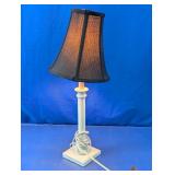 White Table Lamp With Black Fabric Shade