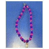 Pink & Purple Beaded Cellphone Charm Necklace