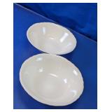 White Ceramic Serving Bowl Pair