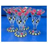 Hand Painted Glass Pedestal Vases Set