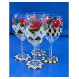 Hand Painted Glass Wine Goblets