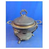 Ornate Metal Chafing Dish Stand With Lid