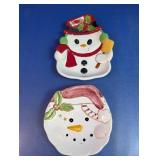Ceramic Snowman Holiday Trinket Dishes