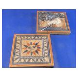 Hand Painted Stone Decorative Tile Trivet Set