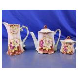 Vintage Floral Glass Tea & Coffee Set