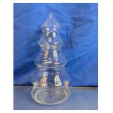 Vintage Clear Glass Christmas Tree Candy Jar