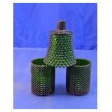 Green Glass Peg Candle Holders