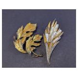 Vintage Faux Pearl & Leaf Brooch Pin