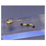Vintage Enameled Metal Rose Brooch Pin