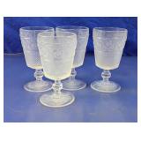 Vintage Patterned Clear Glass Goblets