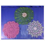 Vintage Hand Crocheted Lace Doilies Trio