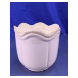 Vintage White Scalloped Glass Planter Pot