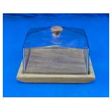 Covered Wood Cheese Board with Clear Plastic Dome