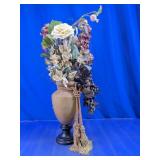 Floral Arrangement in Frosted Glass Urn w/Tassels