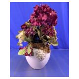 Faux Floral Arrangement in Crackle Glaze Vase