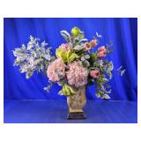 Faux Floral Arrangement in Tuscan Metal Vase