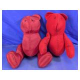 Vintage Red Handcrafted Plush Teddy Bears Duo