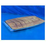 Wooden Carving Board with Metal Tray