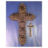 Vintage Wooden Cross & Crucifix Wall Art Set