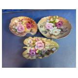 Lefton China Hand-Painted Floral Trinket Dishes