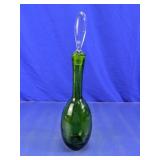 Vintage Mid-Century Green Glass Decanter Bottle