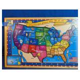 Vintage Simplex Wooden USA Map Puzzle