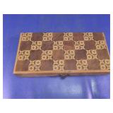 Vintage Inlaid Wooden Folding Chess Set