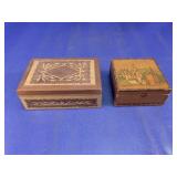 Vintage Handcrafted Wooden Trinket Boxes Duo