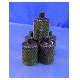 Green Glass Peg Candle Holders