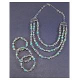 Multi-Strand Beaded Necklace & Bracelet Set