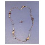 Beaded Long Necklace and Matching Earrings Set