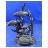 Bronze Dolphin Figurine Sculpture