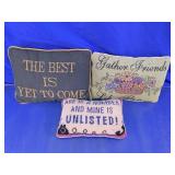 Vintage Needlepoint & Woven Accent Pillows Trio