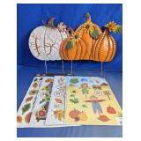 Metal Pumpkin Stakes & Fall Window Clings