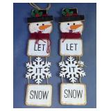 Wooden Let It Snow Snowman Hanging Signs Duo
