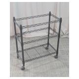 3-Tier Black Wire Rolling Utility Cart