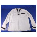 Embroidered Lace-Up Pullover Shirt XL